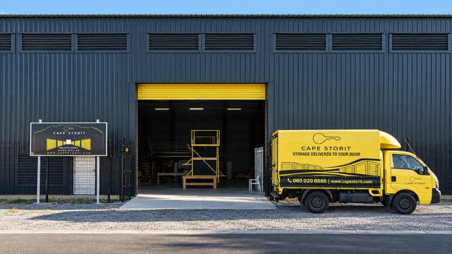 A branded Cape Storit truck outside the Maitland warehouse